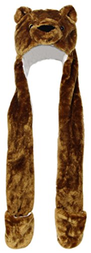 Plush Novelty Animal Hat: One Size Fits All Adults & Kids/Soft, Warm Beanie Hat (Brown Bear)