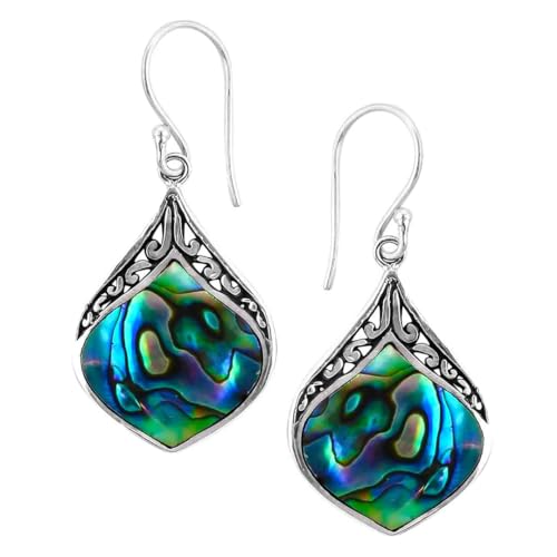 Shop LC Boho Handmade Abalone Shell Dangle Drop Earrings Beach Vintage Jewelry 925 Sterling Silver Medium Unique Gifts for Women Costume Jewelry for Women Birthday Gifts