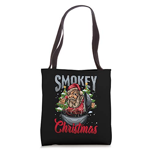 BBQ Santa Grilling Smoker 'Smokey Christmas' Funny Ugly Xmas Tote Bag