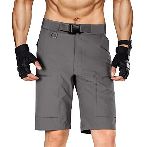 FREE SOLDIER Men's Lightweight Breathable Quick Dry Tactical Shorts Hiking Cargo Shorts Nylon Spandex(Gray 34Wx10L)