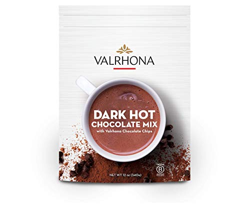 Valrhona Premium Dark Hot Chocolate Sweet Mix. Rich Smooth & Full of Dark Chocolate Flavor. Dark Hot Chocolate Cocoa Powder with Cream, Almond, or Oat Milk for a Completely Satisfying Beverage 12oz Packet