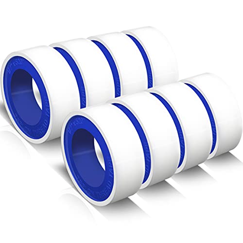 VOTMELL 8 Rolls 1/2 Inch(W) X 520 Inches(L) Teflon Tape,for Plumbers Tape,PTFE Tape,Water Pipe Sealing Tape,Plumbing Tape,Sealant Tape,Thread Seal Tape for Shower Head,Duct Tape,White