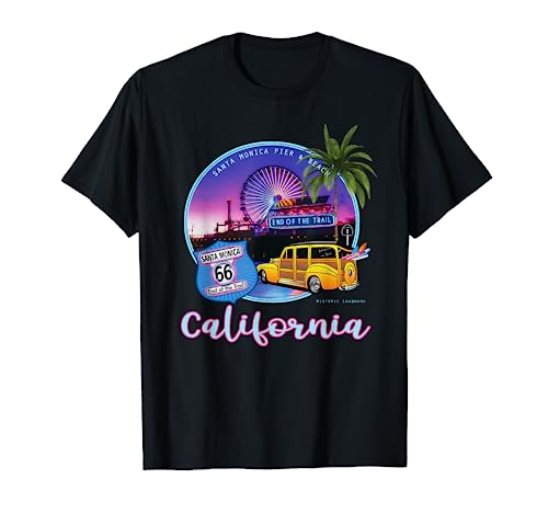 Santa Monica Pier California 66 End Of The Trail Souvenir T-Shirt