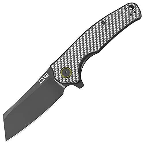 CJRB CUTLERY Pocket Knife Crag (J1904) AR-RPM9 Powder Steel Gray PVD Blade Silver Carbon Fiber Handle Folding Knife EDC Knife