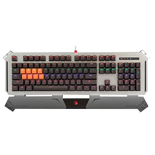 Bloody Gaming B740 Wired Optical Gaming Keyboard with Ergonomic Wrist Rest – Quiet & Satisfying Switch Keyboard - LED Backlit Illuminated Keys – Water/Splash Resistant - [Black Switches – LK Gen 1]