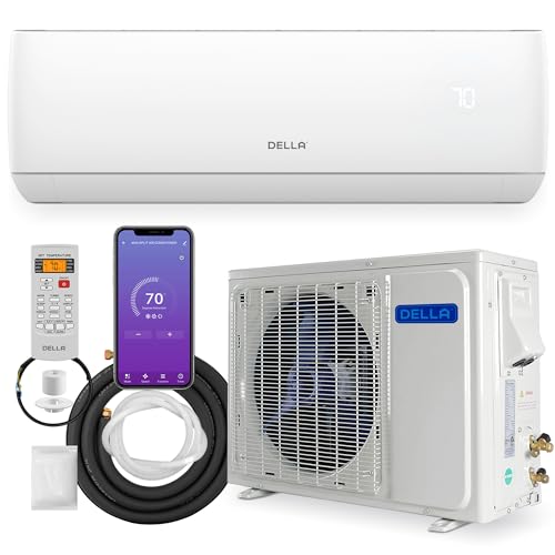 DELLA 12000 BTU Wifi Enabled Mini Split 20 SEER2 Cools Up to 550 Sq.Ft, 110-120V, Works with Alexa, Air Conditioner & Heater with 1 Ton Pre-Charged Heat Pump (R32 Refrigerant) (JA Series)