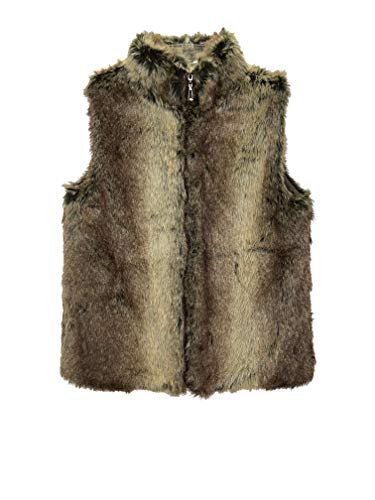 Lisa International Women’s Mock Neck Full Zip Warm Faux Fur Vests Coat Outwear (Brown, L)
