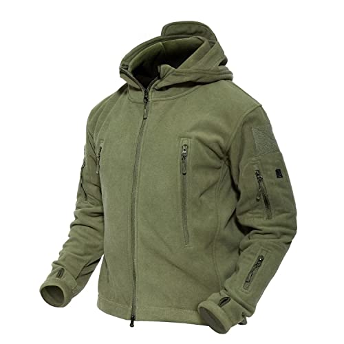 MAGCOMSEN Fleece Jacket Men Tactical Hoodie Green Jacket Winter Jackets Mens Winter Coats Windproof Jackets Army Green XL