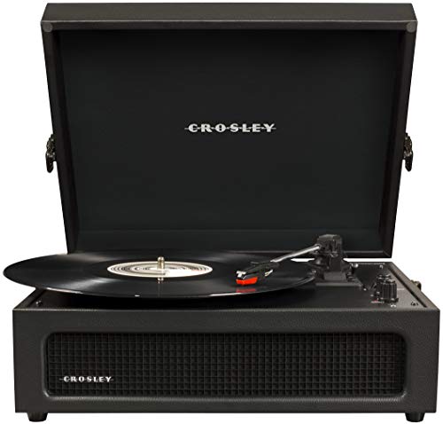 Crosley CR8017A-BK Voyager Vintage Portable Vinyl Record Player Turntable with Bluetooth Receiver and Built-in Speakers, Black
