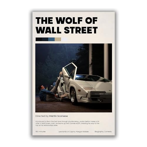 The Wolf of Wall Street Poster Canvas Wall Art Vintage Classic Movie Posters Prints for Living Room Wall Decor Unframed 24x36inch