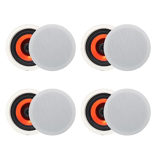 Herdio in Ceiling Speakers, 6.5 Inch 600 Watts Flush Mount Passive Wired Speakers for Bathroom, Kitchen,Living Room,Office(4 Speakers)