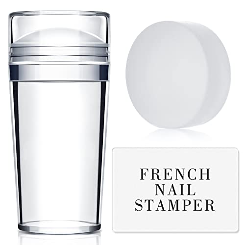 French Nail Stamper - BTArtbox French Tip Nail Tools with Nail Scraper and Replaceable Stamper Head, 100-Time Using Silicone Nail Stamper Kit for Gel Nail Polish DIY Nail Art Tools for Christmas
