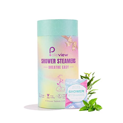Poleview Shower Steamers, Cylinder Packs, 8 Individually Packaged, Aromatherapy, Eucalyptus & Menthol Shower Table Bath Bombs with Pure Essential Oils for Home Spa,Gifts for Women Men and Girlfriend