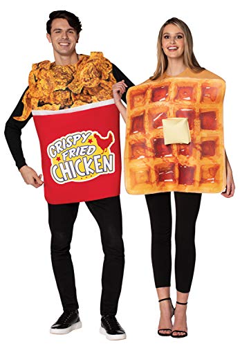 Rasta Imposta Bucket of Chicken & Waffle Couples Halloween Costume Set, Adult One Size Multi