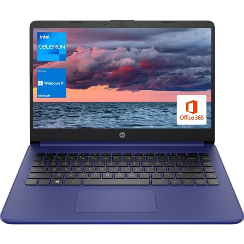 HP Portable Laptop, Student and Business, 14' HD Display, Intel Quad-Core N4120, 8GB DDR4 RAM, 64GB eMMC, 1 Year Office 365, Webcam, SD Card Reader, HDMI, Wi-Fi, Windows 11 Home, Blue, KKE Mousepad