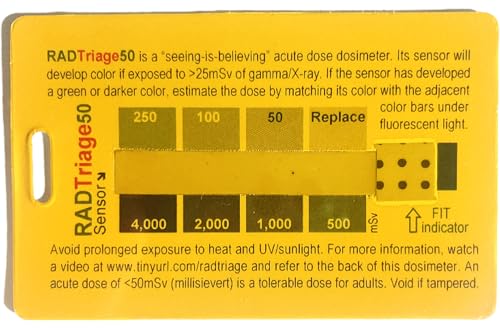 RADTriage Model50 Radiation Dosimeter & Self-indicating Instant Radiation Alert Dosimeters Practically Non-Destructible, Tamper Resistant, Tamper Evident Highly Reliable & Robust Emergency Dosimeter