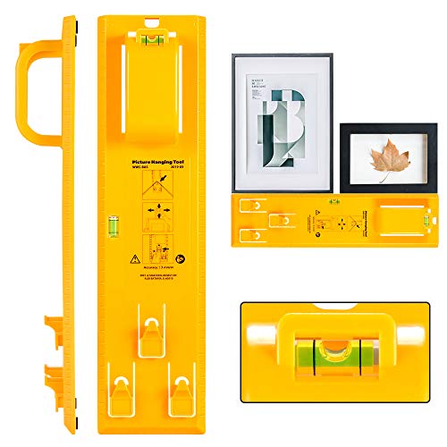 Cinsey Picture Hanging Tool with Level Easy Frame Picture Hanger Wall Hanging Kit (Yellow Hanging Tool)