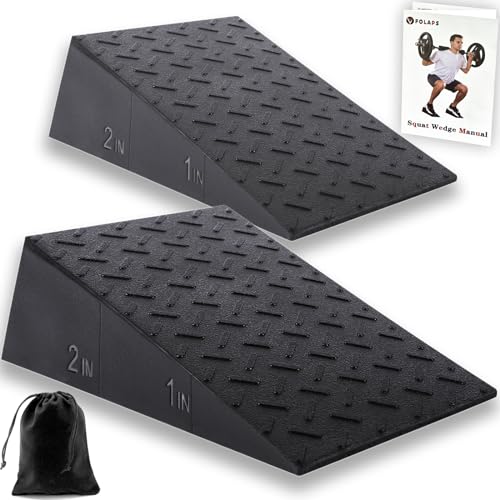 Squat Wedge Block for Heel Elevated Squat Weightlifting 2PCS Non-Slip Slant Board for Squats Large Squat Blocks Calf Stretcher Improve Mobility Balance and Strength Performance