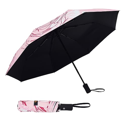 SY COMPACT Travel Umbrella Windproof Automatic Umbrellas-Factory Outlet umbrella-Pink Rose