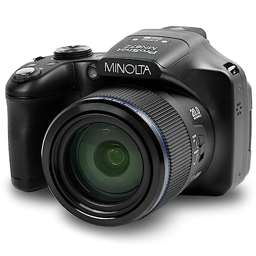 Minolta Pro shot 20 Mega Pixel HD Digital Camera with 67X Optical Zoom, Full 1080P HD Video & 16GB SD Card, Black