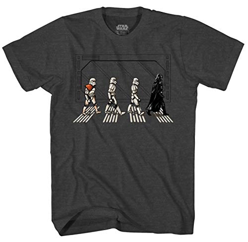 STAR WARS Death Star Road Stormtrooper Crossing T-Shirt (Extra Large, Charcoal Heather)