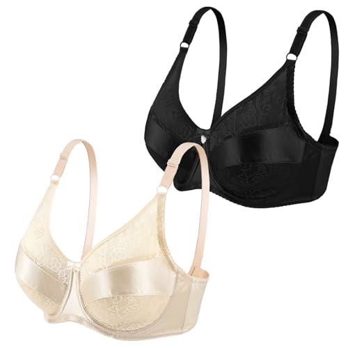 Maiteenly 2 Pcs Special Prosthetic Mastectomy Bra with Pockets Post Surgery Crossdressing Bra for Silicone Breast Forms (80d)