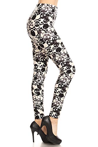 Leggings Depot Women's High Waisted Skull & Halloween Print Leggings-Full Length-S604, Toxic Pops, One Size