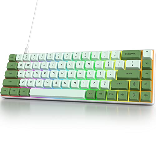 Owpkeenthy Wired 65% Percent Mechanical Gaming Keyboard Creamy Keycaps with Red Switch Ultra Compact RGB 60% Gaming Keyboard N-Key Rollover for PC Gamer (Matcha/68 Red Switch)