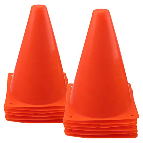 Mirepty 7 Inch Plastic Traffic Cones Sport Training Agility Marker Cone for Soccer, Skating, Football, Basketball, Indoor and Outdoor Games (Orange, 12 Pack)