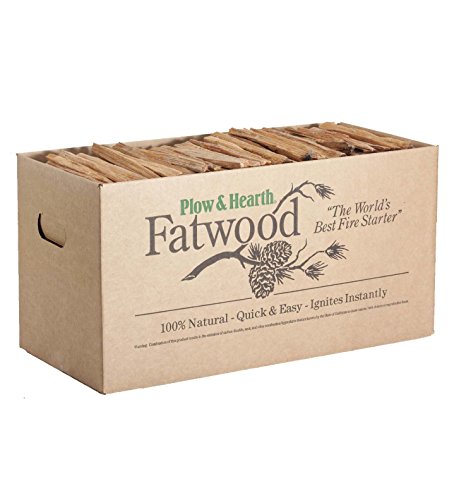 Plow & Hearth Boxed Fatwood Fire Starter All Natural Organic Resin Rich Eco Friendly Kindling Sticks for Wood Stoves Fireplaces Campfires Fire Pits Burns Quickly and Easily Safe Non Toxic (40 LB)