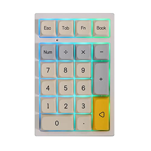 EPOMAKER TH21 21 Keys Hot Swap 2.4Ghz/Bluetooth 5.0/Wired Programmable RGB Mechanical Gaming Numpad with XDA Profile PBT Keycaps for Win/Mac (Geometry Grey, Gateron Pro Yellow)