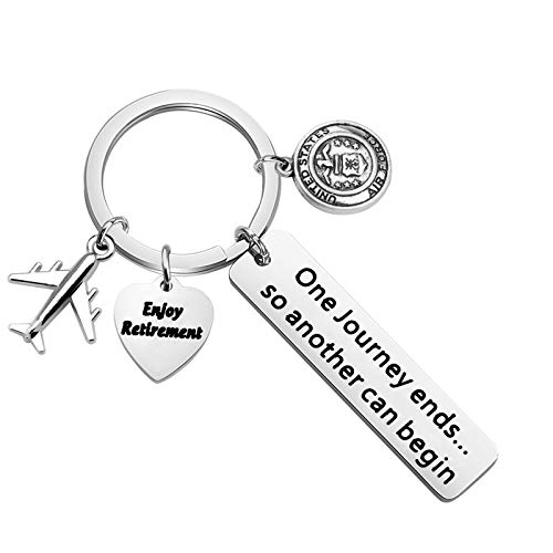 HOLLP Retirement Gifts Air Force Retired Keychain Military Retirement Gifts for Air Force Veteran (Keychain)