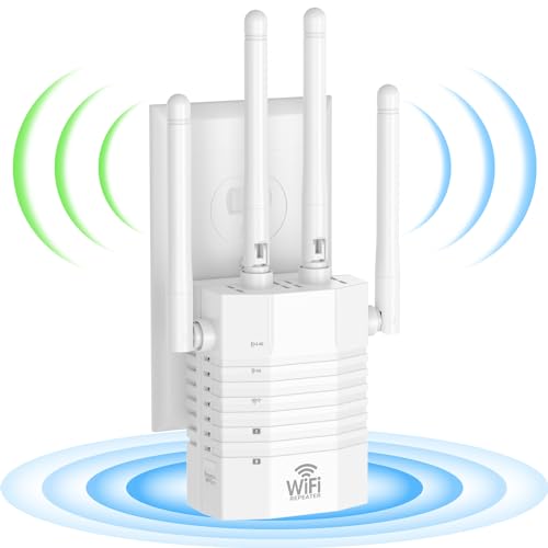 YIOPOUIMN WiFi Extender, Covers Up to 12880 Sq.ft and 105 Devices, 1200Mbps WiFi Range Extender, WiFi Extenders Signal Booster for Home & Outdoor, Long Range Internet Booster, Dual Band 5GHz/2.4GHz