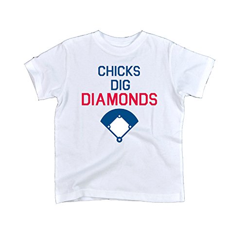 Instant Message - Chicks Dig Diamonds, Baseball - Toddler Short Sleeve T-Shirt - Size 2T White