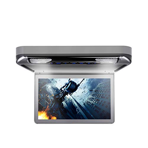 XTRONS 13.3 Inch 1080P Video Car MPV Roof Flip Down Overhead Multimedia Car Ceiling Overhead DVD Player Display Wide Screen Ultra-Thin with HDMI Input (CR133HDVSGrey)