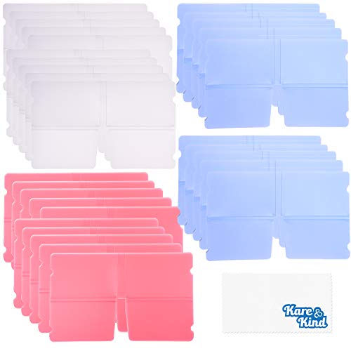 Kare & Kind 30x Facial Mask Storage Clip Folder - Reusable Cover Holder - Portable Mask Organizer to Protect and Store Disposable Masks Neatly - For Home Office Travel - Pink/Blue/Transparent