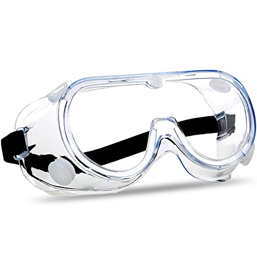 SUPERMORE Anti-Fog Protective Safety Goggles Clear Lens Wide-Vision Adjustable Chemical Splash Eye Protection Soft Lightweight Eyewear
