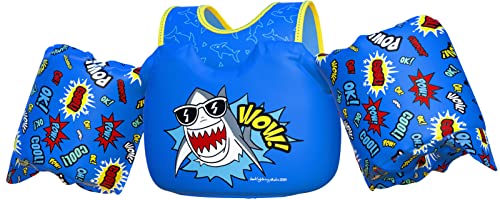U.S. Coast Guard Approved Kids/Toddler Swim Vest,Toddler Floaties Boys and Girls Age 2-6 Years Old, 30-50 Pounds Children Water Wings Arm Floaties in Puddle/Sea/Pool/Beach (Shark)