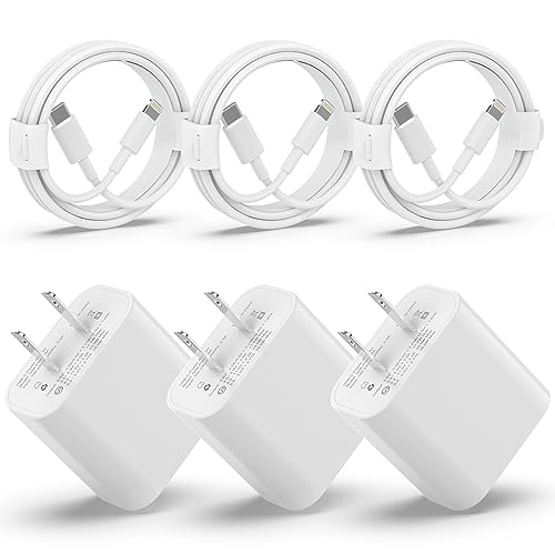 Phone Charger Fast Charging【MFi Certified】 3 Pack 20W Type C Wall Charger Block with 6FT Long USB C to Lightning Cable Compatible with Phone 14/13/12/12 Pro Max/11/Xs Max/XR/X,AirPods Pro