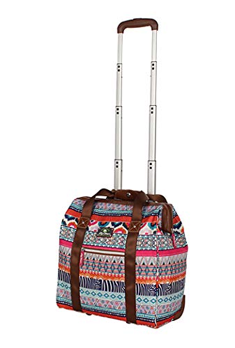 Lily Bloom Designer Under the Seat Tote Cabin Luggage Collection - 15 Inch Patterned Carry on Bag For Women - Lightweight Suitcase with 2 Rolling Spinner Wheels (Tribal Stripe)