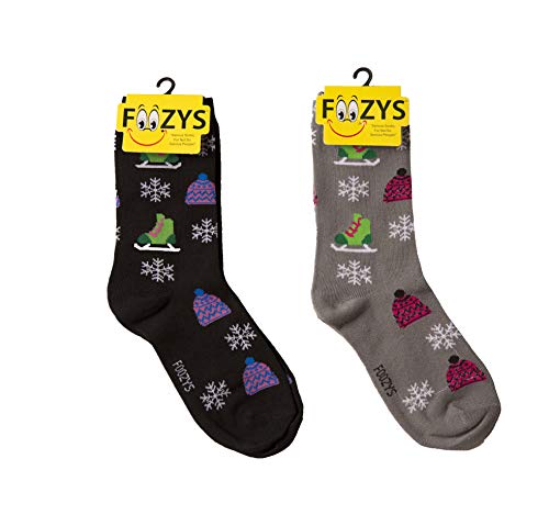 Foozys Women’s Crew Socks | Skates & Flakes Holiday Novelty Socks | 2 Pair