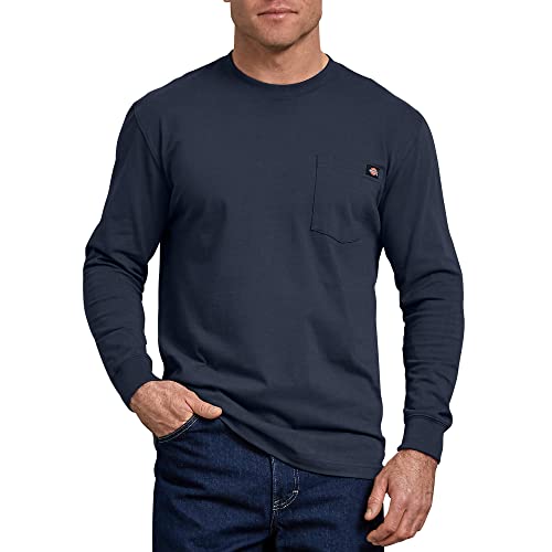 Dickies mens Big & Tall Long-Sleeve Heavyweight Crew-Neck T-Shirt, Dark Navy, X-Large/Tall