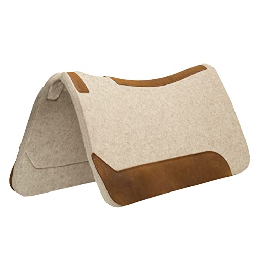 Weaver Leather Equine Contoured Wool Blend Felt Saddle Pad - Moisture-Wicking Blend for Comfort - All Purpose Equine Saddle Cushion, Tan, 30' L x 30' W 1' Thick (35-2712-1)