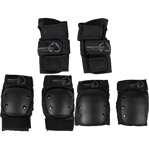 ProTec Spade Seriers Pad Set, Includes Knee Pads, Elbow Pads, Wrist Guards, Age 14+, Black