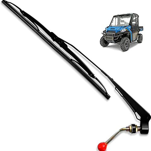 Valchoose UTV Hand Operated Windshield Wiper 15.7” Wiper Blades, Fiberglass Skeleton Manual Wiper Blades Fit Polaris Ranger RZR Kawasaki Honda Pioneer Golf Cart - Instruction Included