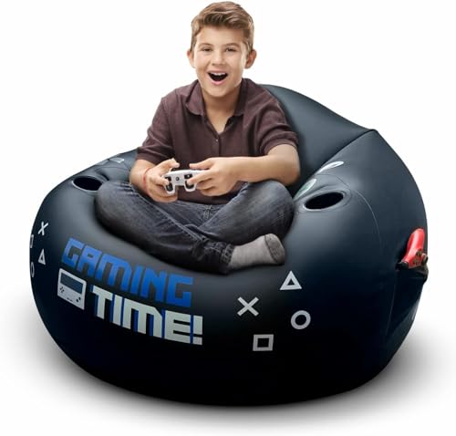 FranFusion Inflatable Gaming Chair for Kids & Teens with Cup Holders and Side Pocket - This Air Bean Bag Game Chair is The Perfect Furniture for Gamer Room Decor