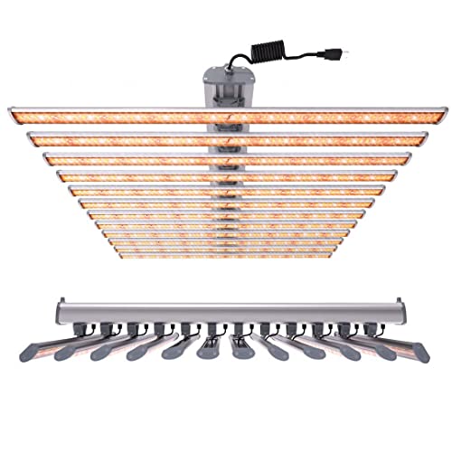 Green Light Innovations 12 Bar Full Articulating (120 Degree) Grow Light, Osram 3030 SMD LED Chips, Replaces 1,200W HID, Full Spectrum 380-780nm