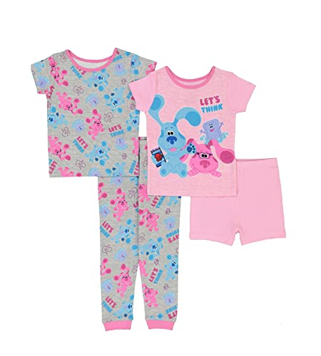 Nickelodeon Girls' Paw Patrol | Baby Shark | Blue's Clues & You 4-Piece Snug-Fit Cotton Pajamas Set, Get a Glue, 3T