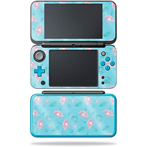 MightySkins Glossy Glitter Skin for Nintendo New 2DS XL - Water Flowers | Protective, Durable High-Gloss Glitter Finish | Easy to Apply, Remove, and Change Styles | Made in The USA