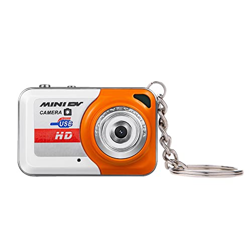 Andoer Digital Camera X6 Portable Camera Keychain, Ultra Mini High Denifition Kids Camera Mini DV with Mic, Support 32GB TF Card, White with Orange